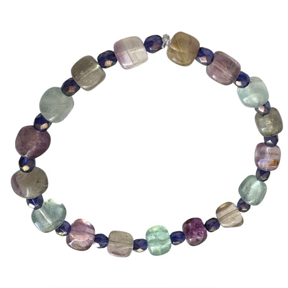 Natural Stone, Sea glass, Crystal and Czech Glass Beaded Stretch Bracelets. - Picture 3 of 15